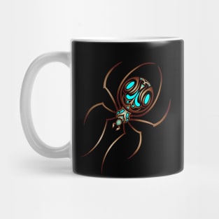 Copper and Blue Tribal / Tattoo Art Spider Mug